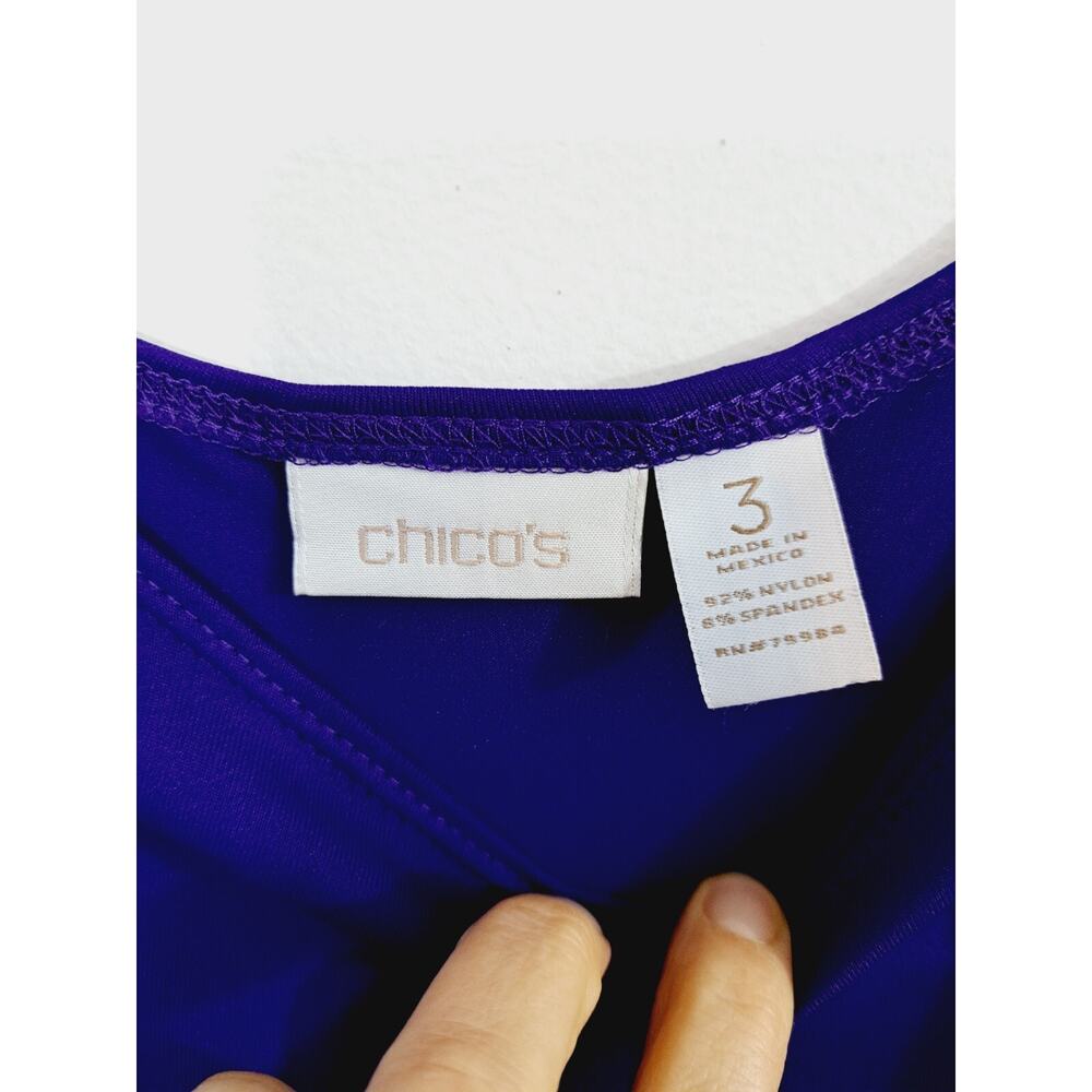 Chico's Women's 2 Piece Blouse Set Purple Sheer With Tank Size 3 XL - Picture 6 of 6